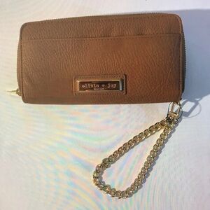 Olivia + Joy Brown Wallet with Gold Chain